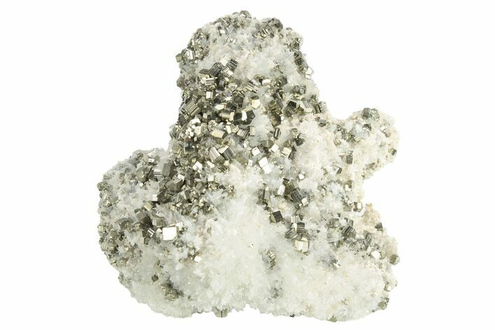Gleaming, Striated Pyrite Crystals with Quartz Crystals - Peru #233386